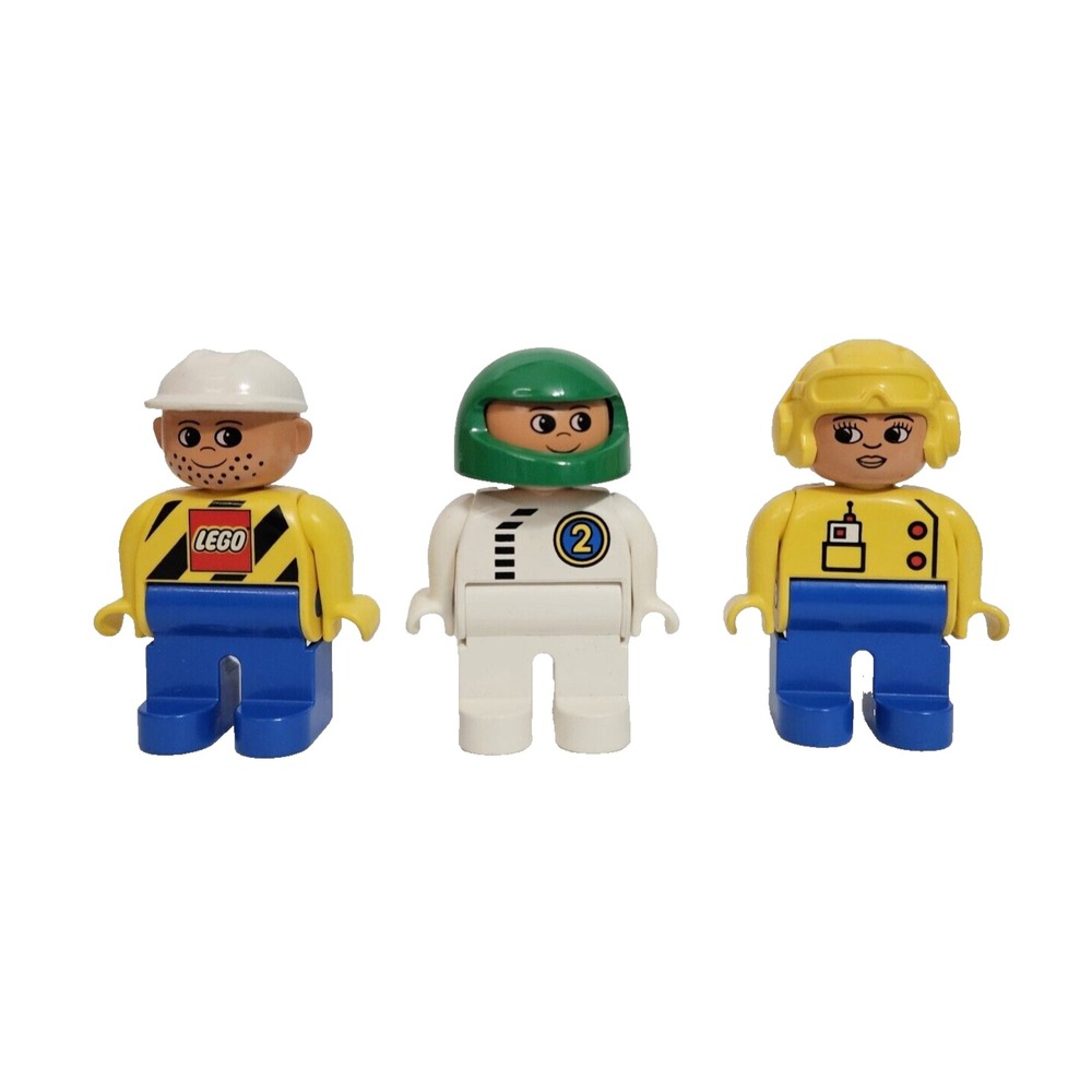 LEGO Duplo Figures Construction Worker Pilot Racecar Driver Lot of 3